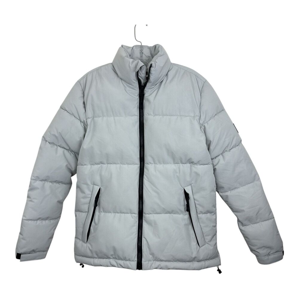 Zara DNWR Puffer Coat Womens Sz Small Gray Winter Ski Jacket Pockets Full Zip